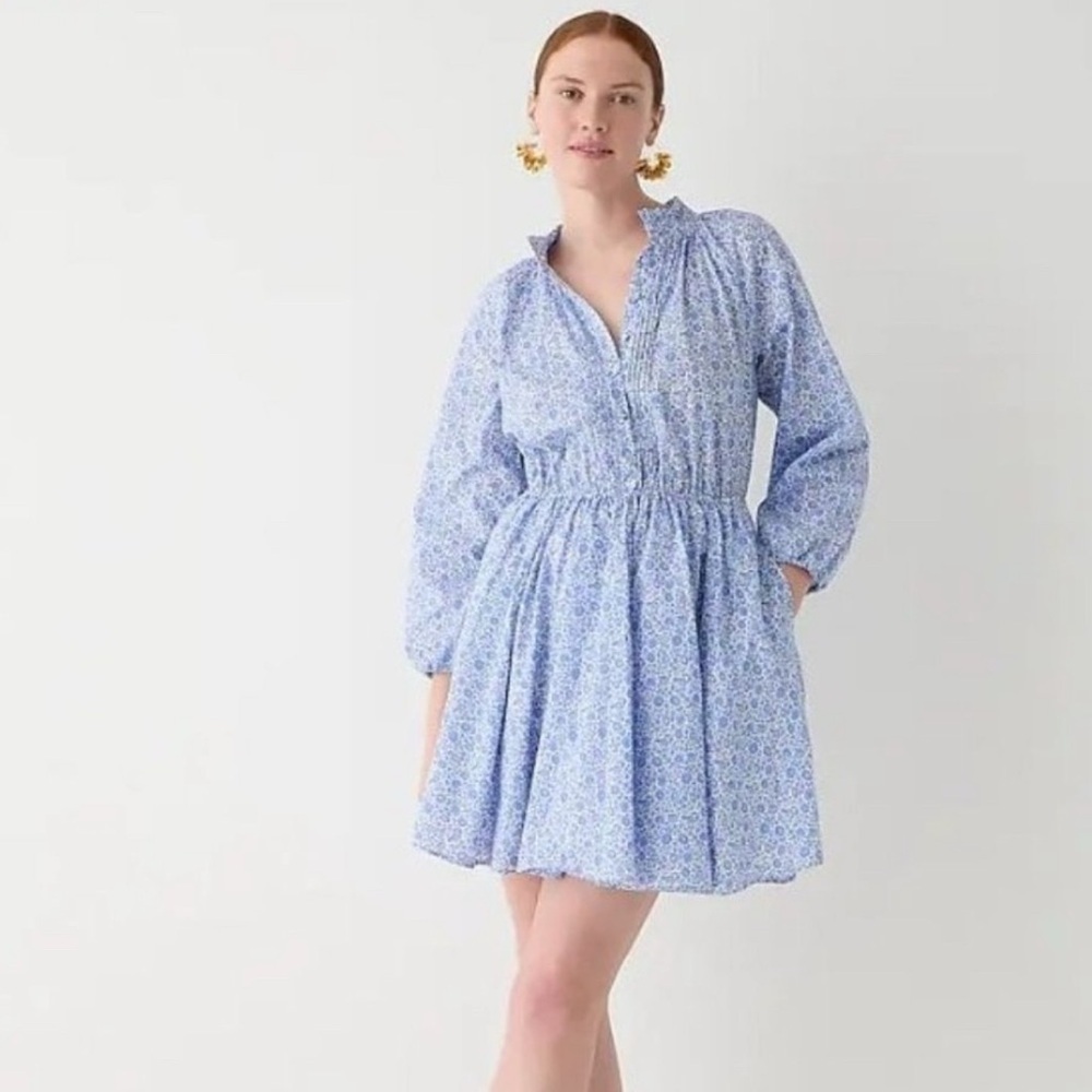 J crew Ruffle-collar mini dress in Liberty® D'Anjo Coast fabric size L